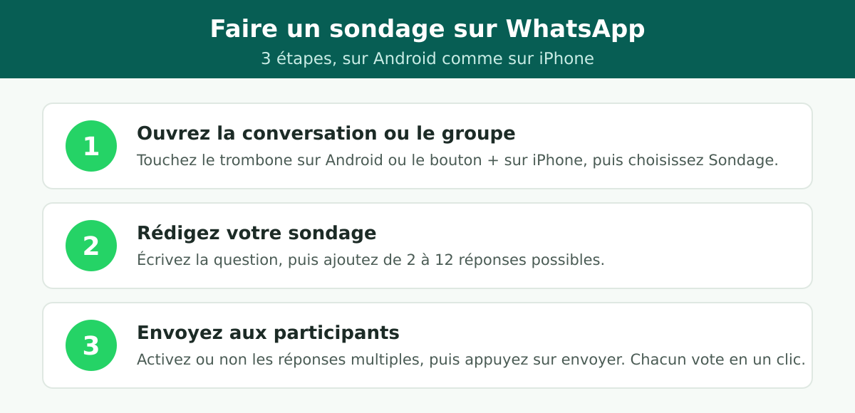 Étapes pour créer un sondage natif sur WhatsApp