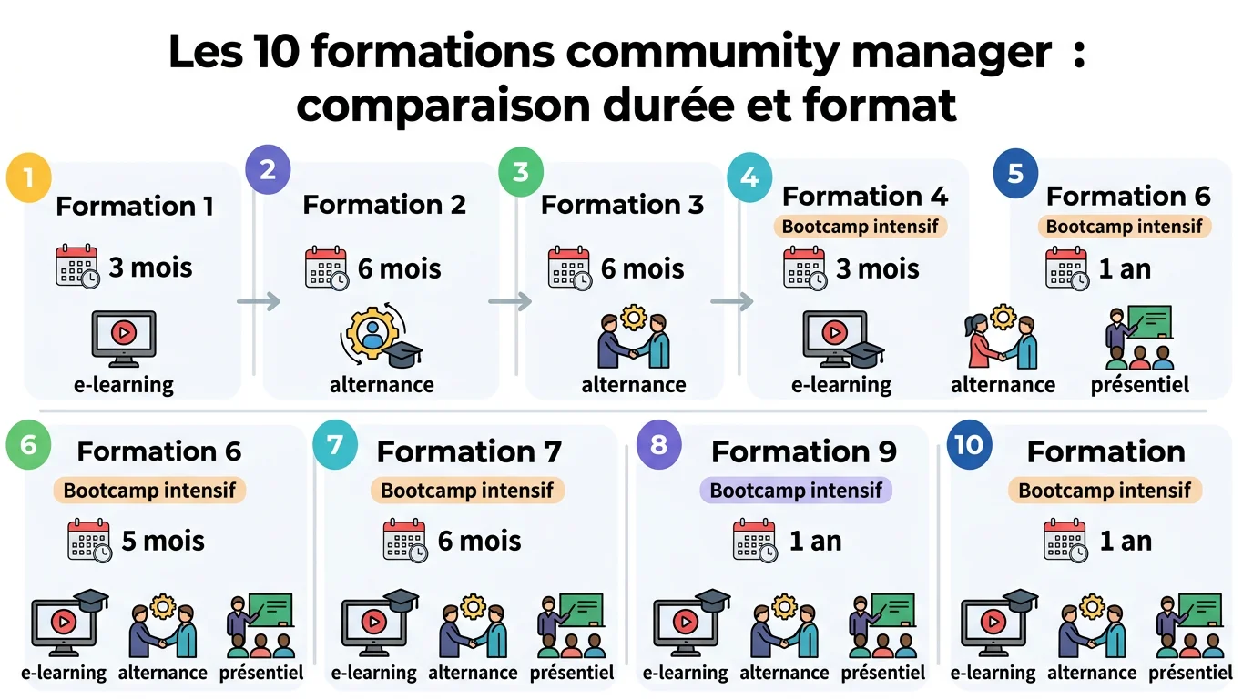 Les 10 formations community manager : comparaison durée et format