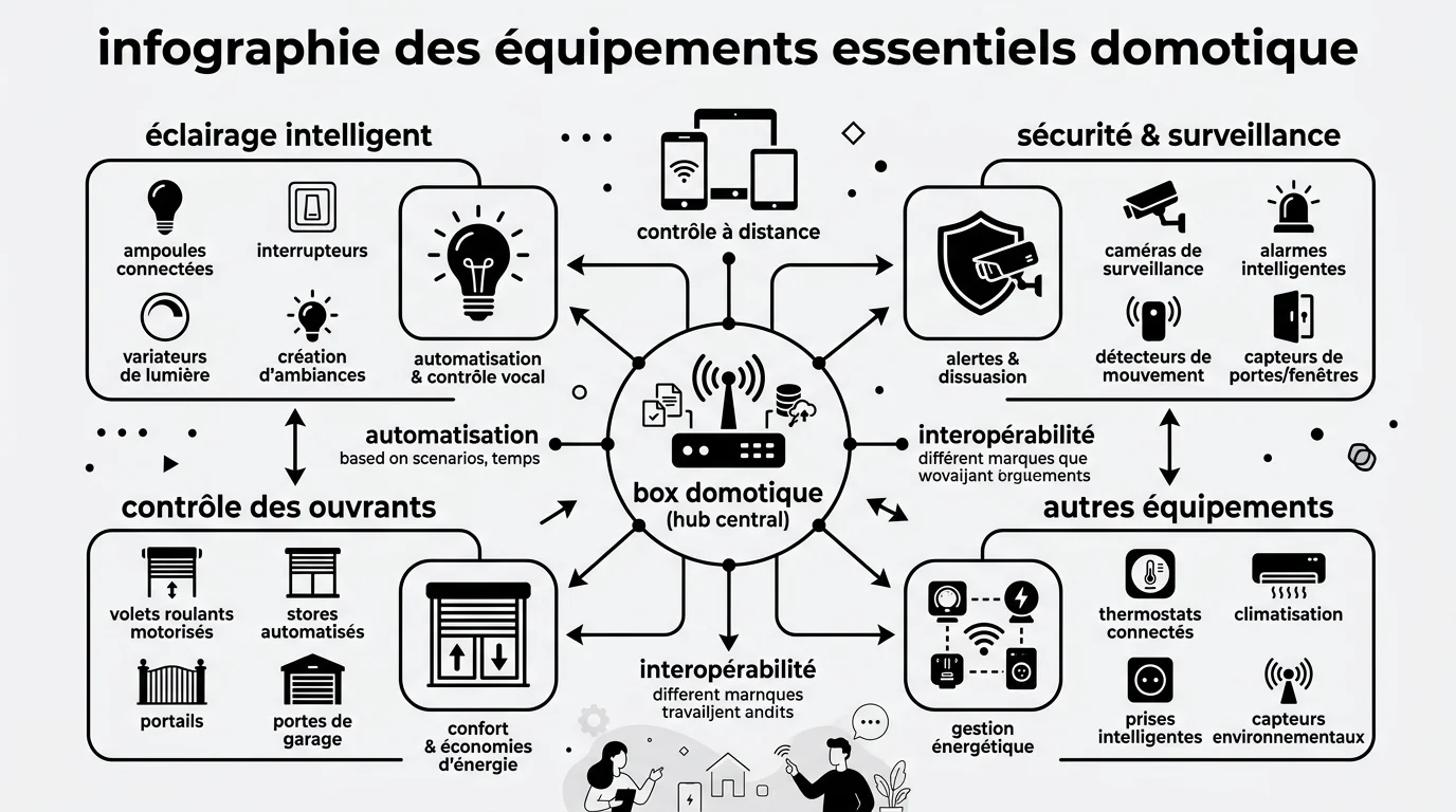 Infographie des équipements essentiels domotique