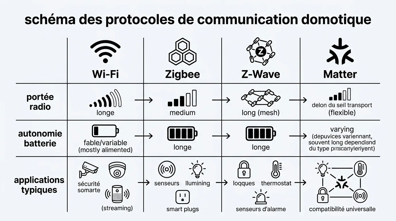 Schéma des protocoles de communication domotique