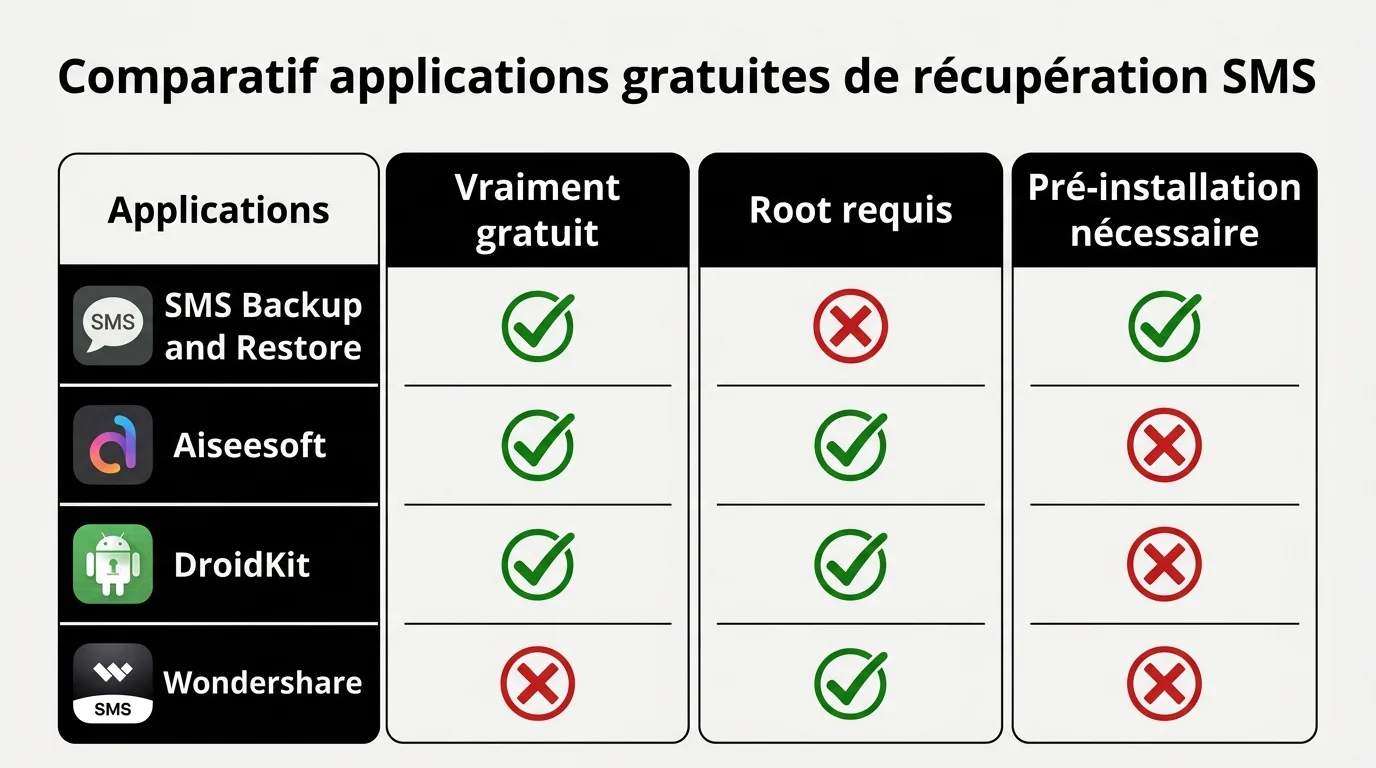 Comparatif applications gratuites de récupération SMS