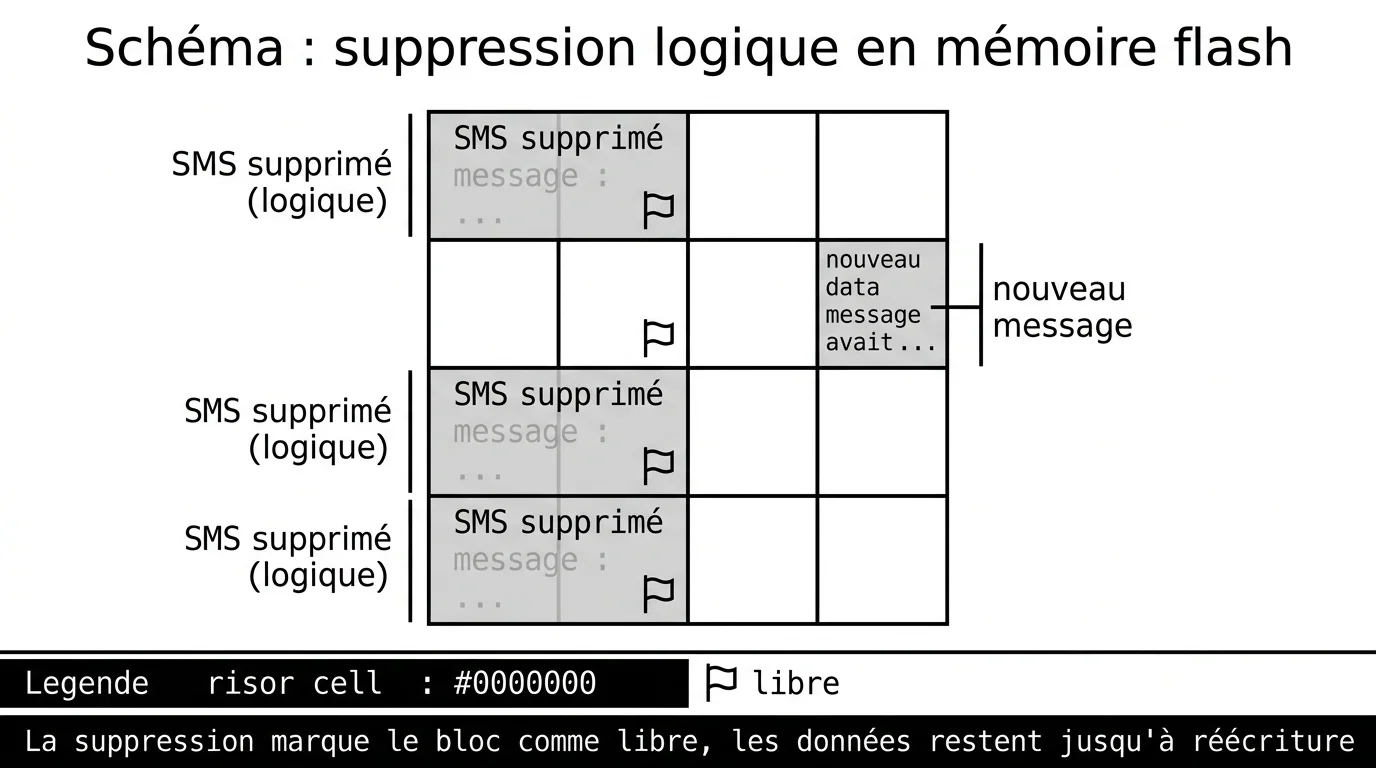 Schéma : suppression logique en mémoire flash