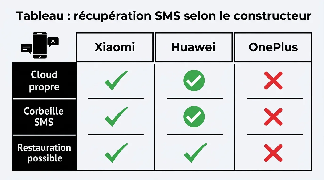 Tableau : récupération SMS selon le constructeur