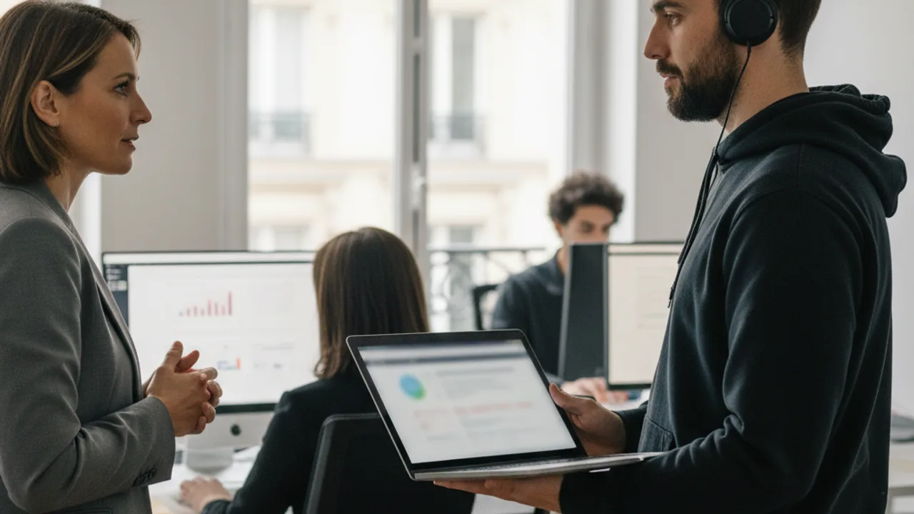 Dirigeante PME parisienne en echange avec son prestataire d infogerance
