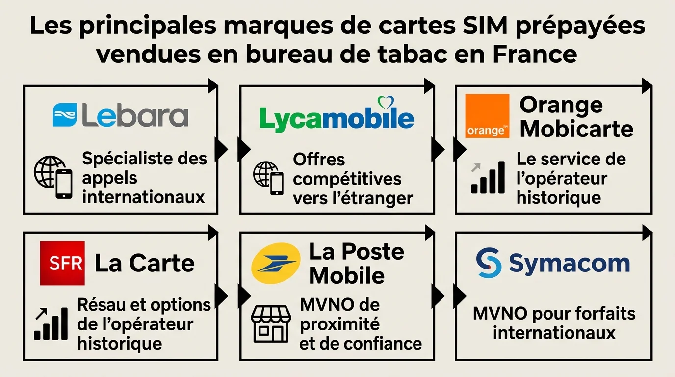 Les principales marques de cartes SIM prépayées vendues en bureau de tabac en France