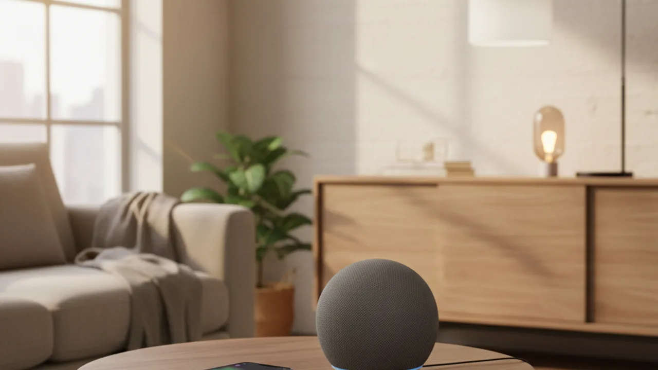Une enceinte connectée servant de hub au centre d'une maison connectée