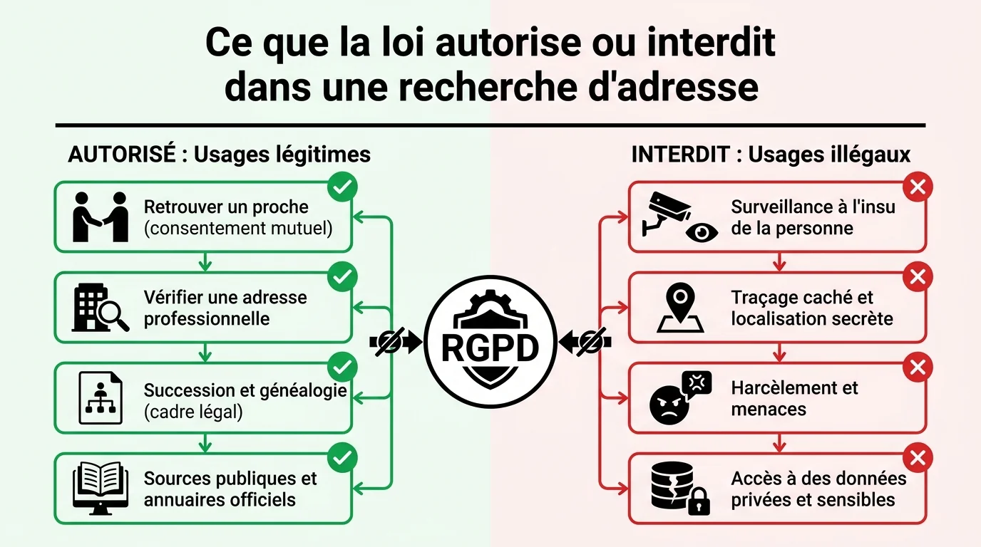 Ce que la loi autorise ou interdit dans une recherche d'adresse