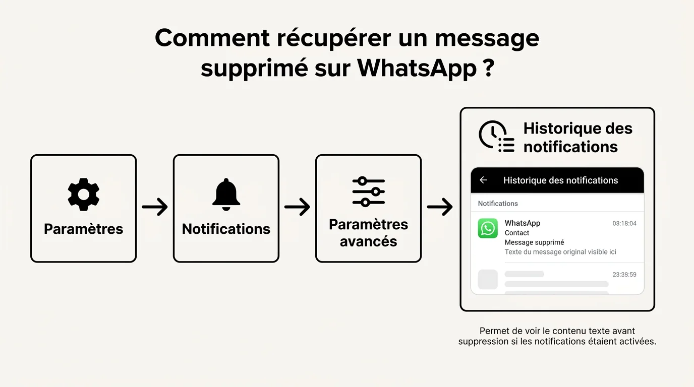 Chemin vers l'historique des notifications sur Android