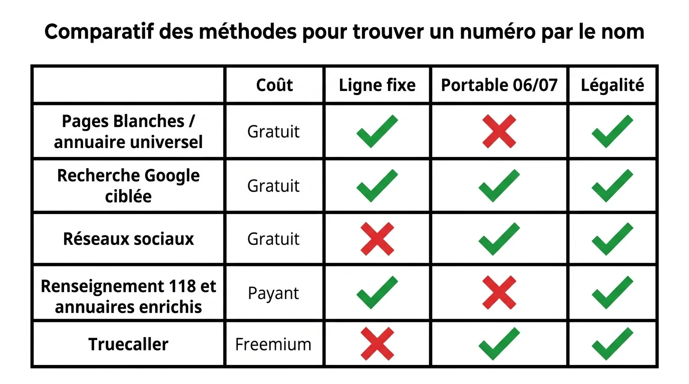 Comparatif des méthodes pour trouver un numéro par le nom