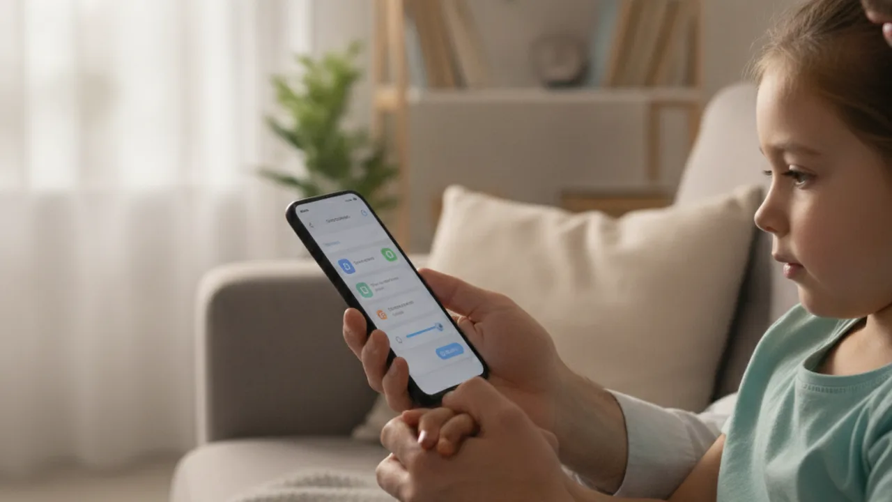 Un parent configure le contrôle parental Google Family Link sur un smartphone Android